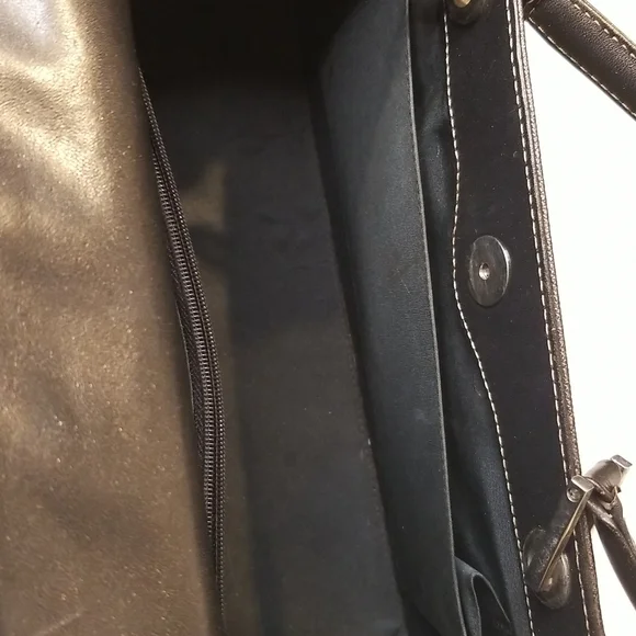 rare CHARLES JOURDAN Paris leather handbag brown rectangular purse Vintage - Picture 8 of 12